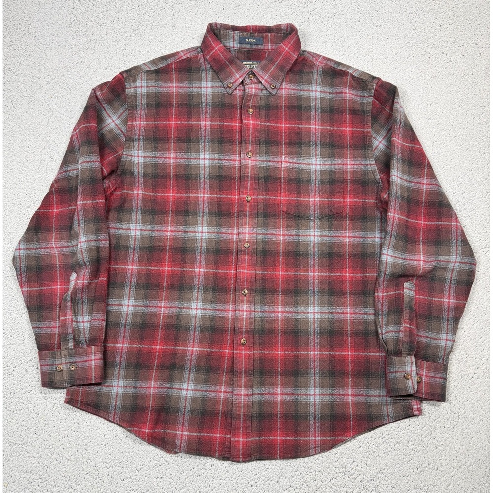 Pendleton Mason Shirt Mens XL Red Plaid Flannel Long Sleeve Button Up Casual